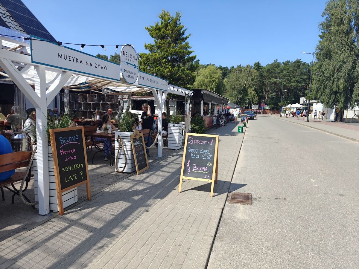 Porcja smażonej ryby z frytkami i surówką w nadmorskiej smażalni